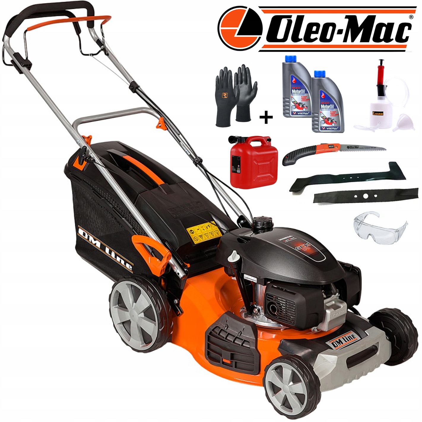 Benzínová kosačka na trávu Oleo-Mac 4,8 HP, 48 cm, so zberným košom o objeme 65 l